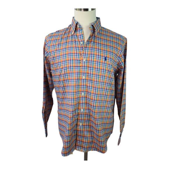 Ralph Lauren Orange Purple Green Plaid Men's Button Down Shirt Large - Picture 1 of 4